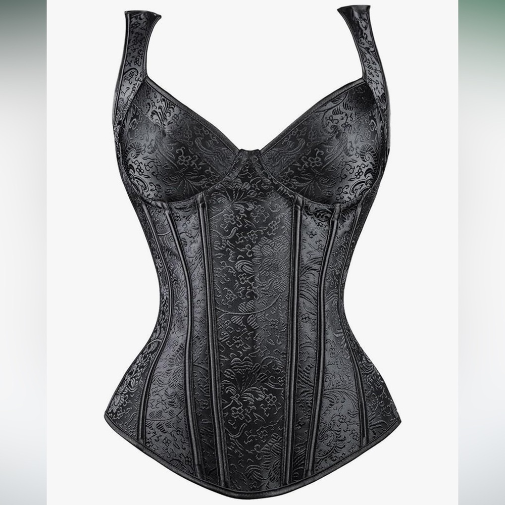 Black Jacquard Print Corset/Bustier